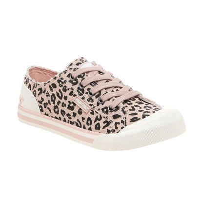 Front - Rocket Dog Womens/Ladies Jazzin Leopard Print Canvas Flat Trainers