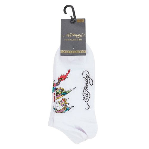 Front - Ed Hardy Womens/Ladies Trainer Socks (Pack of 3)