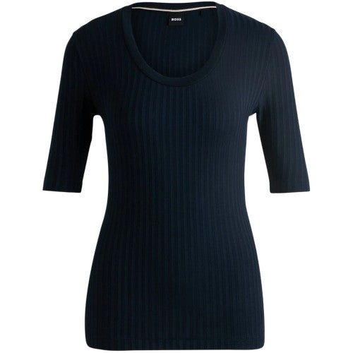 Front - Boss Womens/Ladies Effilie Ribbed T-Shirt