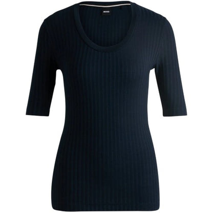 Front - Boss Womens/Ladies Effilie Ribbed T-Shirt
