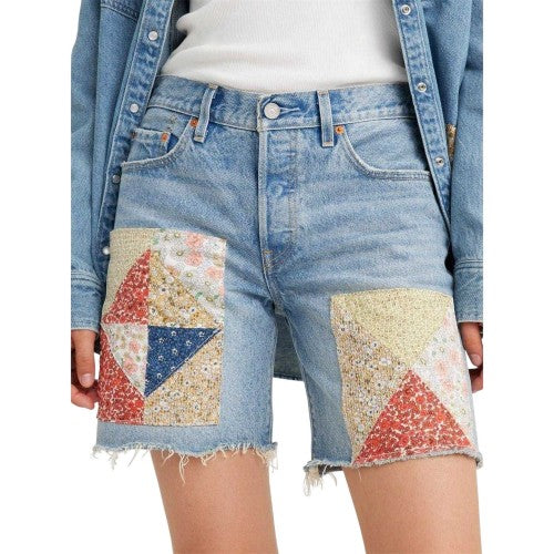 Front - Levis Womens/Ladies 501 90s Patchwork Shorts