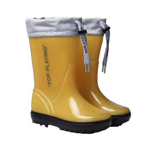 Front - Off White Childrens/Kids Rubber Wellington Boots