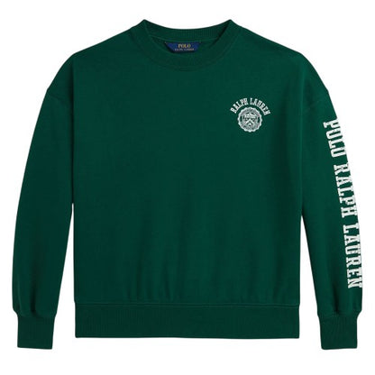Front - Ralph Lauren Childrens/Kids Ribbed Collar Long-Sleeved Sweatshirt