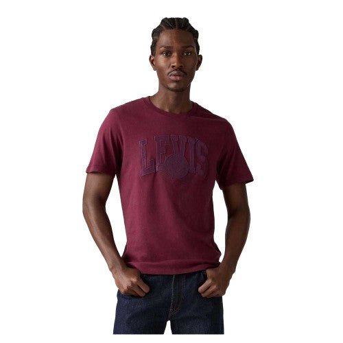Front - Levis Mens Lettering Embroidered T-Shirt