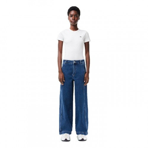 Front - Lacoste Womens/Ladies Denim Relaxed Fit Jeans