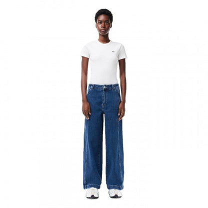 Front - Lacoste Womens/Ladies Denim Relaxed Fit Jeans