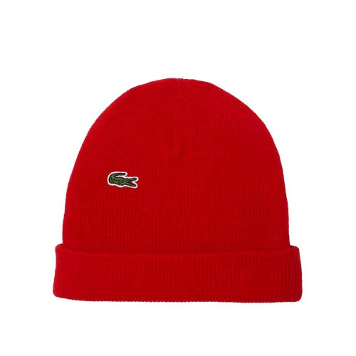 Front - Lacoste Logo Wool Ribbed Beanie