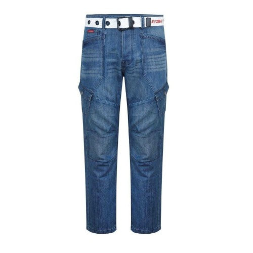 Front - Lee Cooper Mens Belted Cargo Jeans