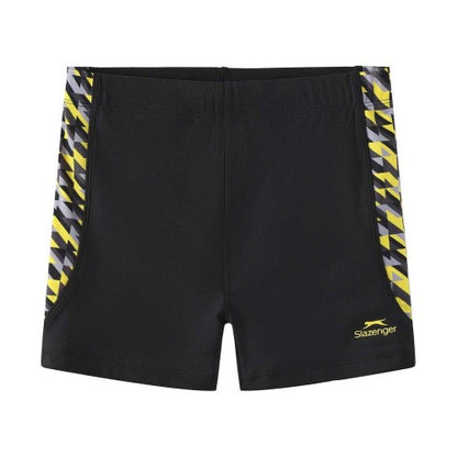 Front - Slazenger Boys PI Geometric Pattern Swim Shorts