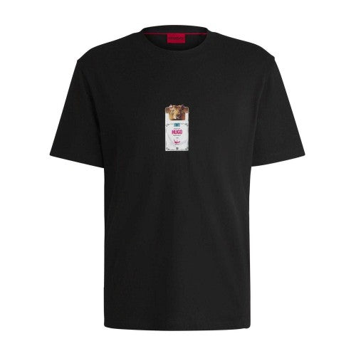 Front - Hugo Mens Graphic Print Crew Neck Regular T-Shirt