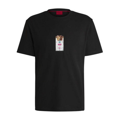 Front - Hugo Mens Graphic Print Crew Neck Regular T-Shirt