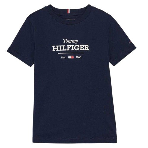 Front - Tommy Hilfiger Boys Lettering Regular T-Shirt