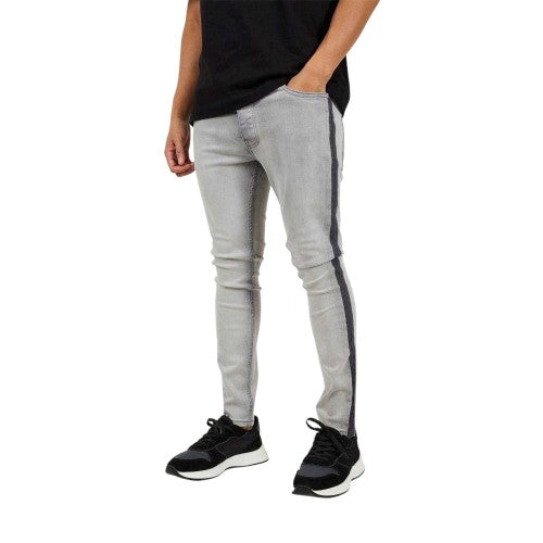 Front - Brave Soul Mens Stripe Skinny Jeans