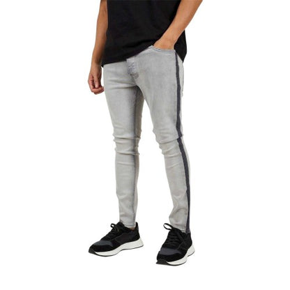 Front - Brave Soul Mens Stripe Skinny Jeans