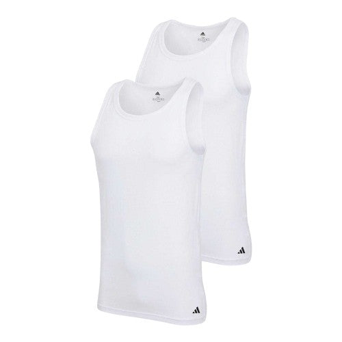 Front - Adidas Mens Scoop Neck Slim Tank Top (Pack of 2)