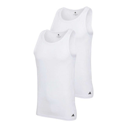 Front - Adidas Mens Scoop Neck Slim Tank Top (Pack of 2)