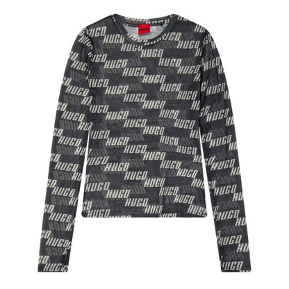 Front - Hugo Womens/Ladies Lettering Slim Long-Sleeved T-Shirt