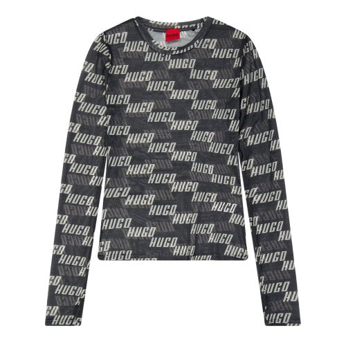 Front - Hugo Womens/Ladies Lettering Slim Long-Sleeved T-Shirt