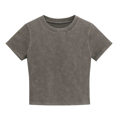 Front - I Saw It First Womens/Ladies Acid Wash Regular Crop T-Shirt