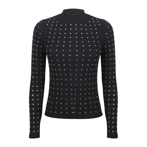 Front - Biba Womens/Ladies Diamante Ribbed Track Top