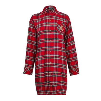 Front - Ralph Lauren Womens/Ladies Plaid Long-Sleeved Nightie