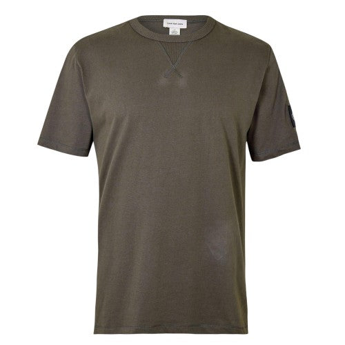 Front - Calvin Klein Mens Badge Crew Neck Regular T-Shirt