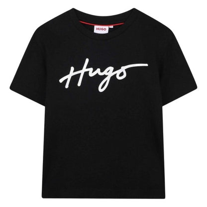 Front - Hugo Childrens/Kids Logo Cotton Logo Regular T-Shirt