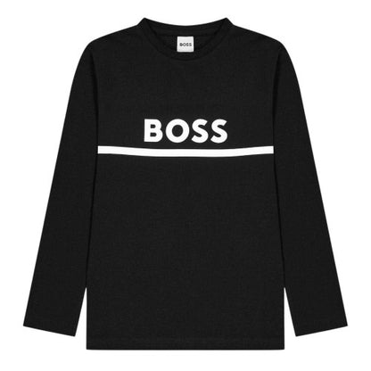 Front - Boss Boys Logo Long-Sleeved T-Shirt