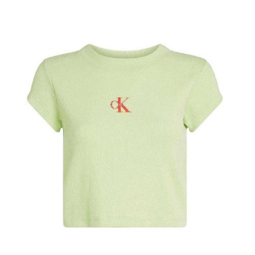 Front - Calvin Klein Womens/Ladies Logo Ribbed Slim Crop Top