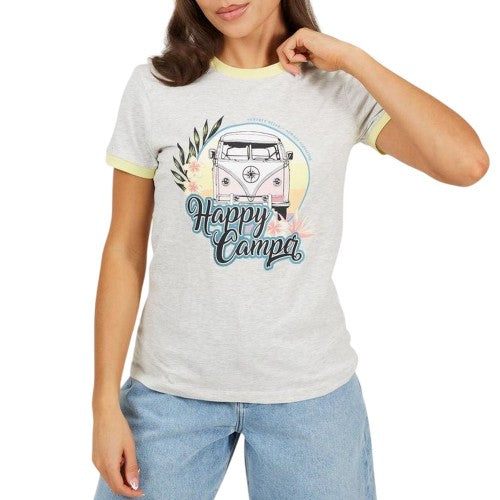 Front - Brave Soul Womens/Ladies Happy Camper T-Shirt