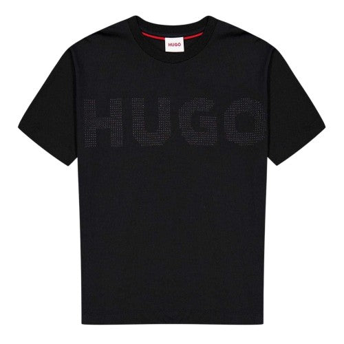 Front - Hugo Childrens/Kids Logo Embellished T-Shirt