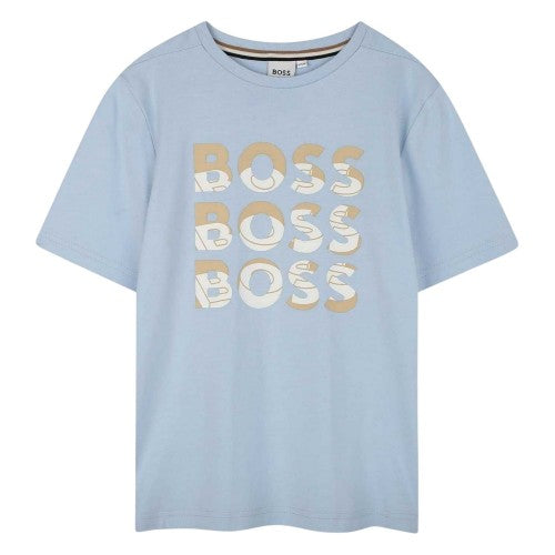 Front - Boss Childrens/Kids Stacked Logo Crew Neck T-Shirt