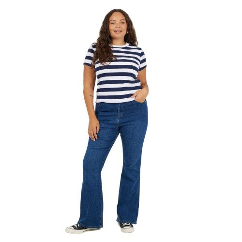 Front - Brave Soul Womens/Ladies Flared High Waist Plus Jeans