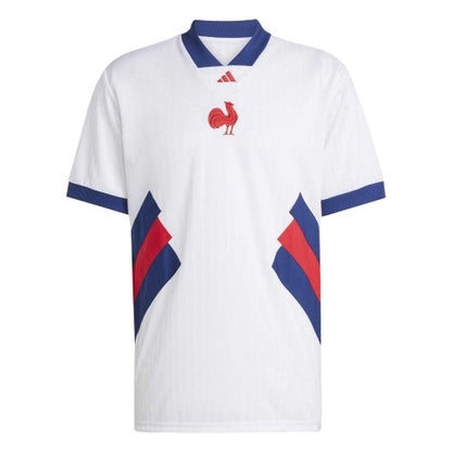 Front - Adidas Mens France FFR Short-Sleeved Rugby Shirt