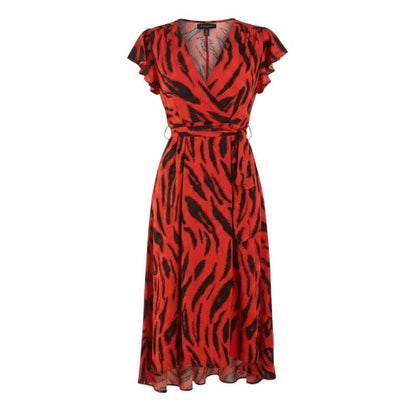 Front - AX Paris Womens/Ladies Tiger Print Polyester Wrap Dress