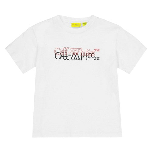 Front - Off White Childrens/Kids Layered Logo Cotton T-Shirt