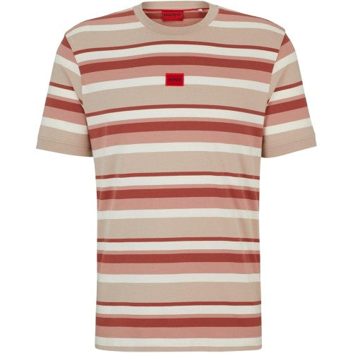 Front - Hugo Mens Diragolino Striped Logo Oversized T-Shirt