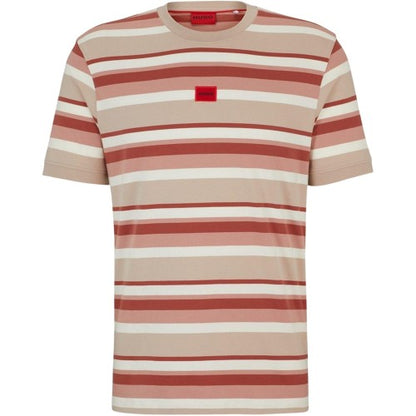 Front - Hugo Mens Diragolino Striped Logo Oversized T-Shirt