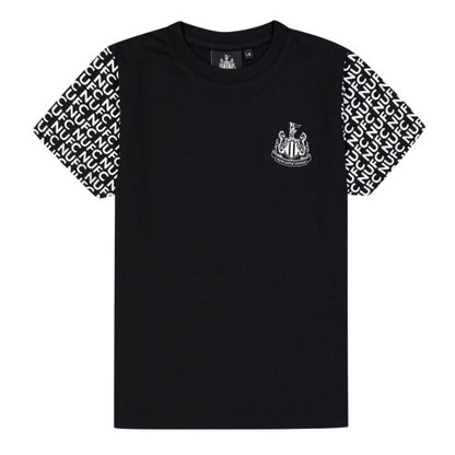 Front - Source Lab Childrens/Kids Newcastle United FC Sleeve Detail T-Shirt