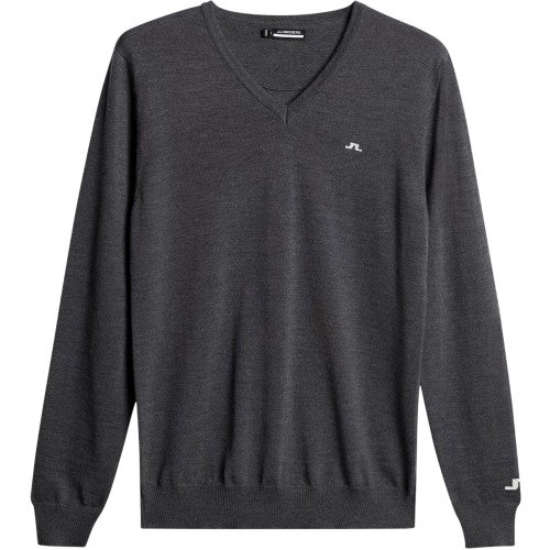 Front - J.Lindeberg Mens Lymn Embroidered Logo Knitted V Neck Sweatshirt