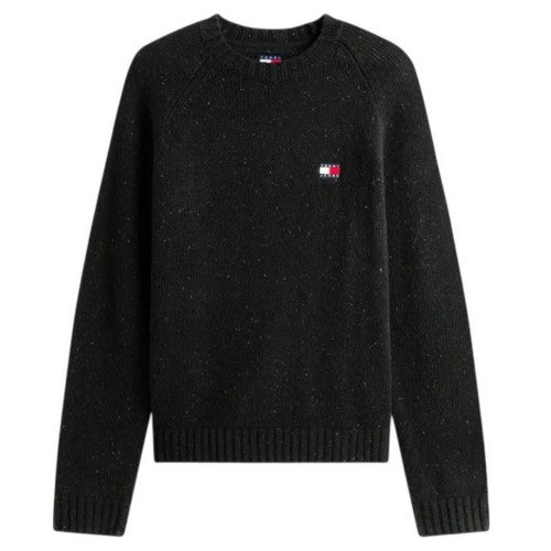 Front - Tommy Jeans Mens Badge Knitted Crew Neck Sweatshirt
