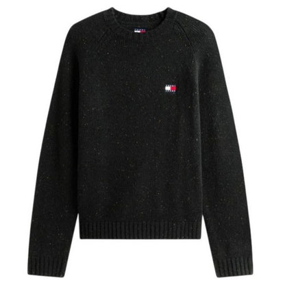 Front - Tommy Jeans Mens Badge Knitted Crew Neck Sweatshirt