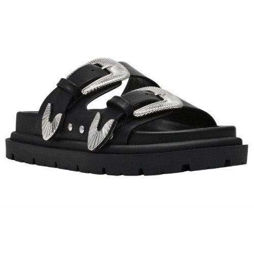 Front - Steve Madden Womens/Ladies Buckle Leather Slides