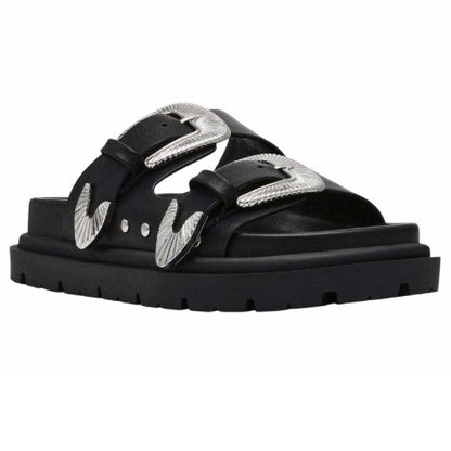 Front - Steve Madden Womens/Ladies Buckle Leather Slides