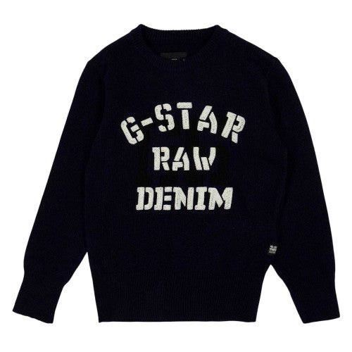 Front - G-Star Boys Large Logo Knitted Jumper