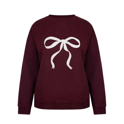 Front - Miso Womens/Ladies Bow Ribbed Collar Sweatshirt