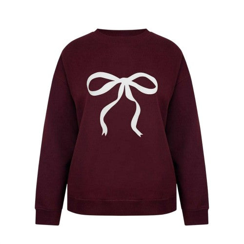 Front - Miso Womens/Ladies Bow Ribbed Collar Sweatshirt