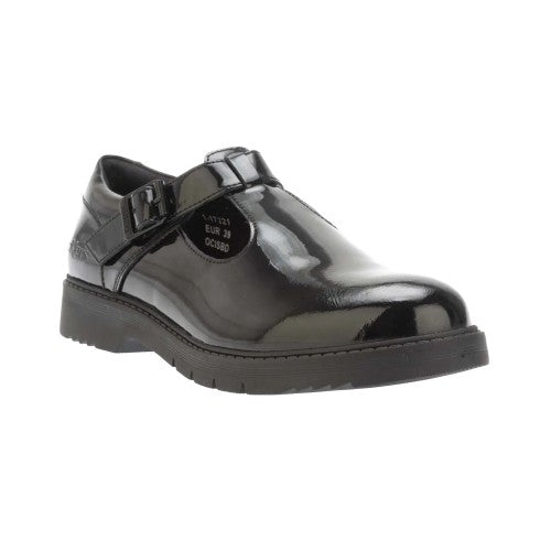 Front - Kickers Girls Finley Patent Leather T-Bar Shoes