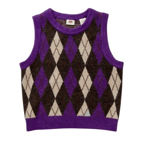 Front - Levis Womens/Ladies Deja Vu Cropped Sleeveless Sweater Vest
