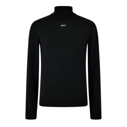 Front - Off White Mens Knitted Turtle Neck Sweatshirt
